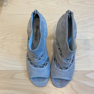 Charles David Taupe Suede Cutout Peep Toe Booties Size 7.5